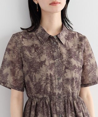 YECCA VECCA サファリ柄フレアシャツワンピース Beige