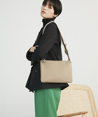 TOPKAPI 【TREASURE TOPKAPI】ストライプベルト・レザー2wayショルダーバッグ グレージュ