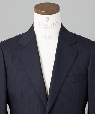 GOTAIRIKU 横に伸びる【TasmaniaWool/タマニアウール】ストレッチ スーツ（ネイビーストライプ） ネイビー系1
