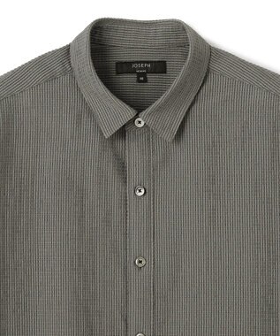 JOSEPH HOMME 新素材【通気性/ストレッチ】トリコサッカーストレッチ 　レギュラーカラー半袖シャツ グレー系