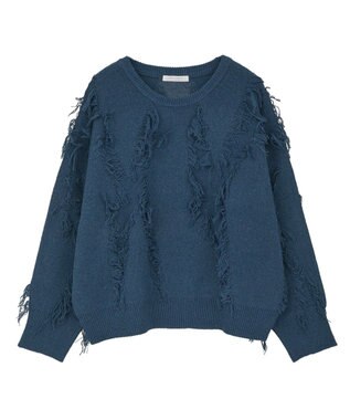 Green Parks フリンジニットプルオーバー Blue