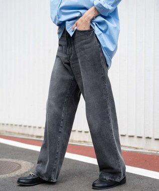 WEGO 【ユニセックス着用ITEM/SMLサイズ展開】デニムストレートパンツ グレー