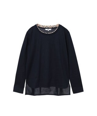 DAKS ミニハウスチェック襟 ダブルカラーTシャツ ネイビー