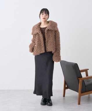 earth music&ecology プードルファーショートブルゾン Brown