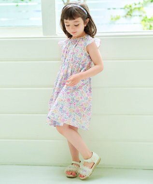 ANY KIDS 総柄 サマーワンピース エクリュ×花柄