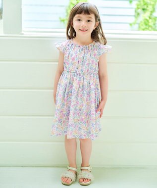 ANY KIDS 総柄 サマーワンピース エクリュ×花柄