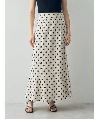 YECCA VECCA レーヨンリネンドットマーメイドスカート