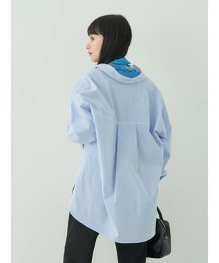 earth music&ecology ボーイズライクシャツ Stripe Sax