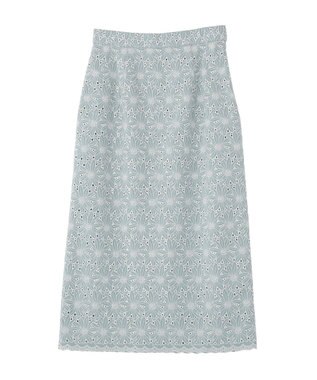 YECCA VECCA フラワーレースロングナロースカート Light Blue
