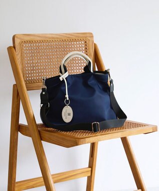 TOPKAPI 【TREASURE TOPKAPI】】ストライプハンドル ナイロン 2way ミニ トートバッグ ネイビー