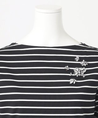 23区 L 【R(アール)】ビジュ― ストライプ ジャージー ブラック系1