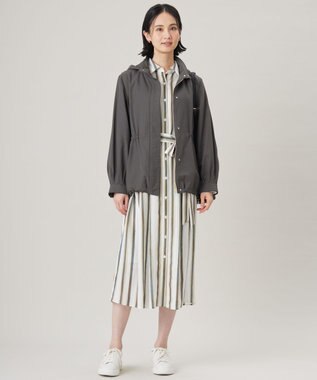 自由区 S 【カタログ掲載・洗える】ストライププリント ワンピース ベージュ系ストライプ