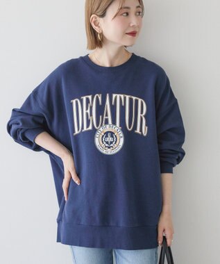 AMERICAN HOLIC カレッジロゴクラックプリント裏毛プルオーバー Navy