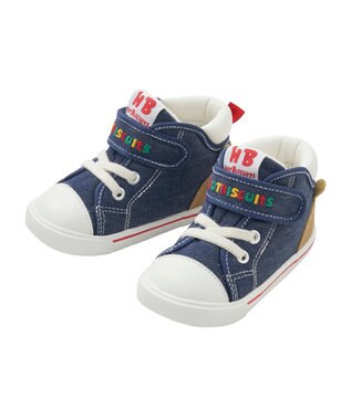 MIKI HOUSE HOT BISCUITS 【14-16cm】 かかと顔ドン デニム セカンドベビーシューズ 紺