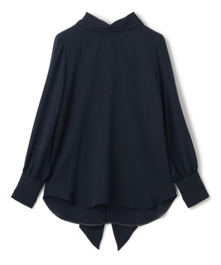 BEIGE， 【WEB限定・洗える】STOW / ボウタイブラウス Navy