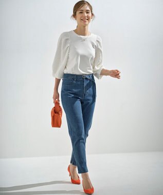 組曲 S シャーリングシフォン袖 トップス アイボリー系