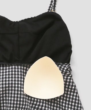 San-ai Resort（三愛水着楽園） WEB限定　ペプラム無地/チェック3点セット水着【Beach Queen（ビーチクイーン）】 ホワイト（チェック）