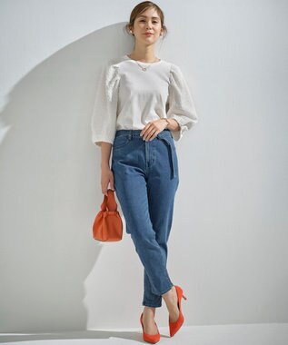 組曲 S シャーリングシフォン袖 トップス アイボリー系