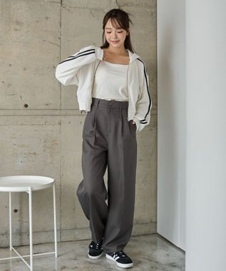 WEGO ショートジップパーカー 杢グレー