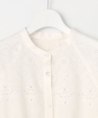 自由区 【洗える】エンブロイダリーブロードシャツ ブラウス オフ