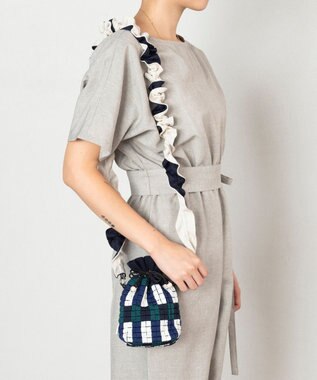 TRICOTE ピクセルチェックポーチバッグ 39NAVY