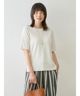 AMERICAN HOLIC ５分袖リブニットプルオーバー Off White