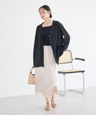 earth music&ecology テーラーカラーニットカーディガン Black