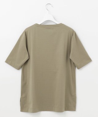 自由区 【洗える】エンブロイダリー フロントデザイン Tシャツ カーキ系
