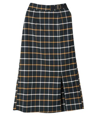 Green Parks ベルトデザインチェックＩラインスカート Green