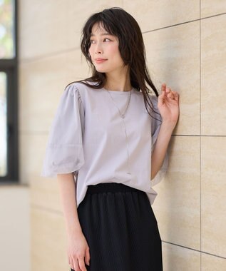 ANY チュールコンビパフスリーブプルオーバー グレー