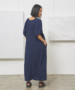 J.PRESS YORK STREET 【WOMEN】コットンワッシャーリラックス ワンピース ネイビー系