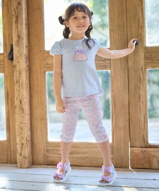 ANY KIDS リボン スポーツサンダル レインボー×ラベンダー