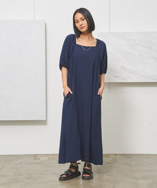 J.PRESS YORK STREET 【WOMEN】コットンワッシャーリラックス ワンピース ネイビー系