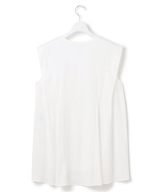 23区 L 【洗える】コンパクトヤーン フレアデザイン ノースリーブ カットソー ホワイト系