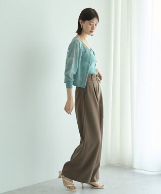 YECCA VECCA 【2点SET】インナーセットレース柄カーディガン Green