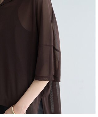 YECCA VECCA 【2点SET】シアーポロシャツ×キャミワンピース Brown