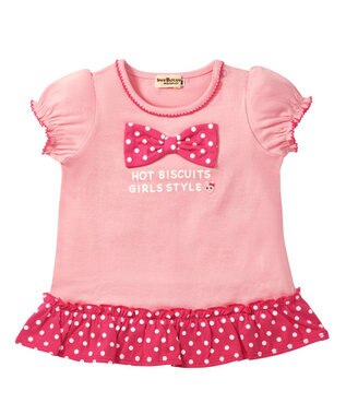 MIKI HOUSE HOT BISCUITS 【80-120cm】すそフリル 半袖Tシャツ