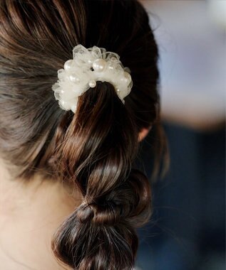 Tiaclasse 【選べる2TYPE】パール付きゴム＆シュシュ シュシュタイプ：オフホワイト