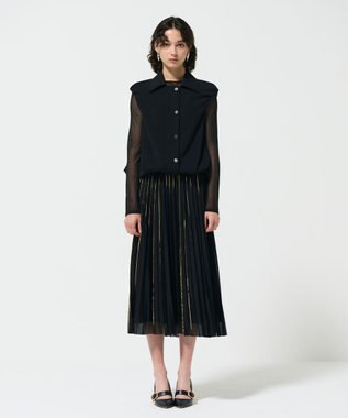 GRACE CONTINENTAL フォイルラインプリーツスカート ブラック