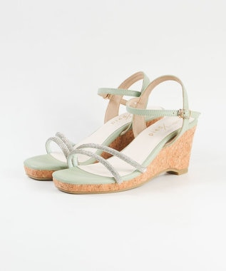 BONTRE 【pied du lapan/ピエドラパン】ビジューベルトウエッジサンダル/50756ZI ライトグリーン