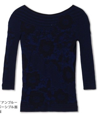 Chacott 【ノーソーイングニット】リバーシブルボートネックトップ アイアンブルー