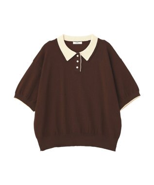 earth music&ecology バイカラーポロニット Brown
