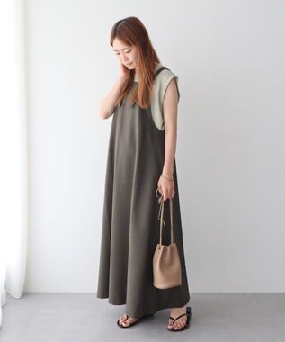 CRAFT STANDARD BOUTIQUE リネンライクフレアジャンパースカート Khaki