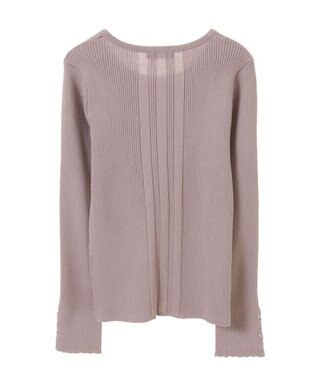 earth music&ecology パール＆ビジュースリーブプルオーバー Pink