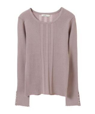earth music&ecology パール＆ビジュースリーブプルオーバー Pink