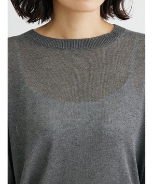 Green Parks ・ＥＬＥＮＣＡＲＥ　ＤＵＥバックパールシアー５分ニット Gray