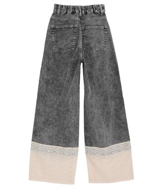 earth music&ecology 裾レースデニムパンツ Black