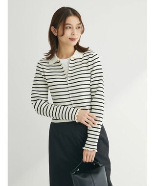 Green Parks ・ＥＬＥＮＣＡＲＥ　ＤＵＥ　Ｗ　ＺＩＰ　ボーダーカーデ Off White