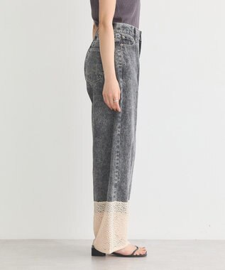 earth music&ecology 裾レースデニムパンツ Black