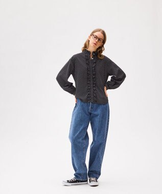 LENO POLKA DOTT BLOUSE / ドットブラウス BLACK